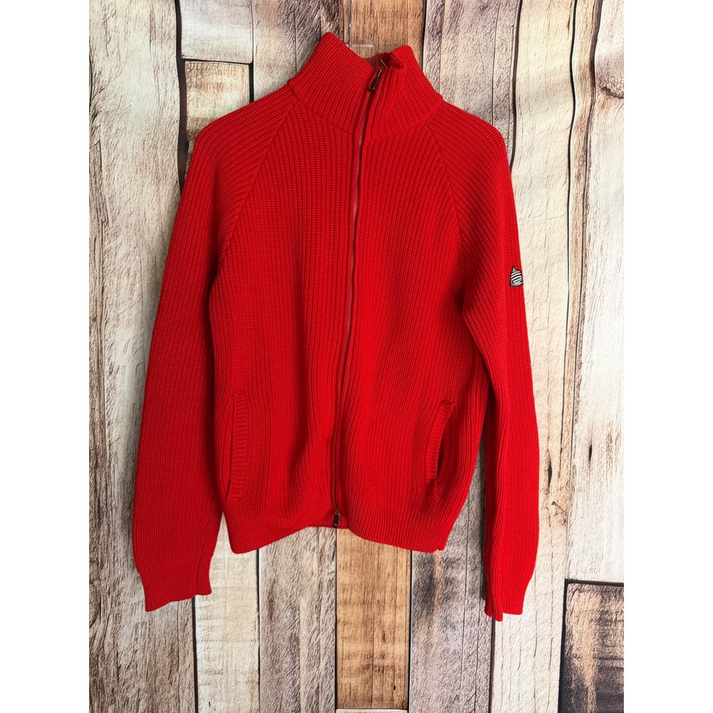 Marina Yachting Full Zip Virgin Wool Sweater Jacket Nautical Preppy Y2K Red XL‎